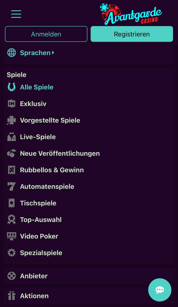 Avantgarde mobiel menu